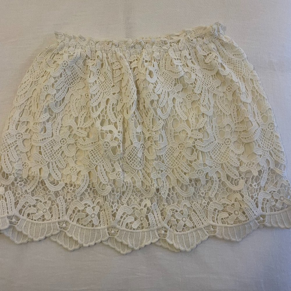 Free People Lace Cream Mini Skirt